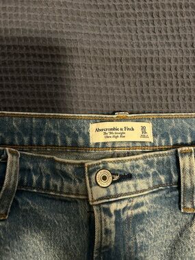 Abercrombie and Fitch high-rise straight leg light wash denim jeans